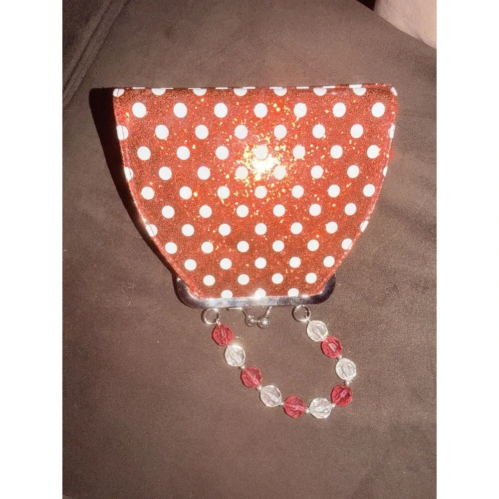 Disney Parks Girls Minnie Mouse Clutch Purse Red/White Polka Dot Bling Kisslock